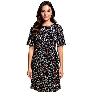 LuLaRoe Julia Dress Womens Sm Black 90s Geometric Abstract Sheath Modest NWT